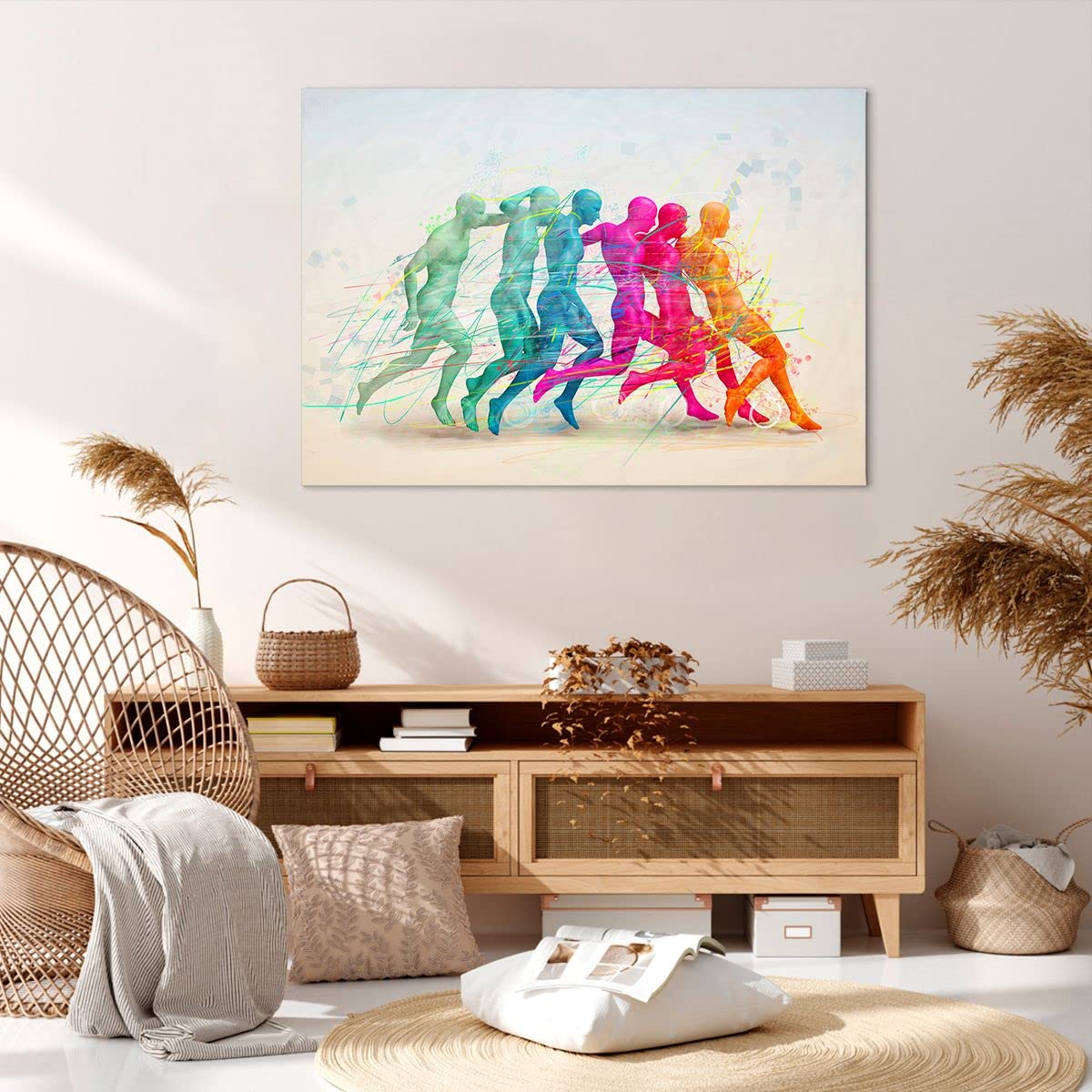 Moderne Impression Sur Toile 70x70cm Image Tableau Decoration Murale Athlète Sprinter Sport Coureur Grand Tableaux Decoratifs Muraux Chambre Carré Deco Cadre Décoration Salon Art Wall AC70x70-2802