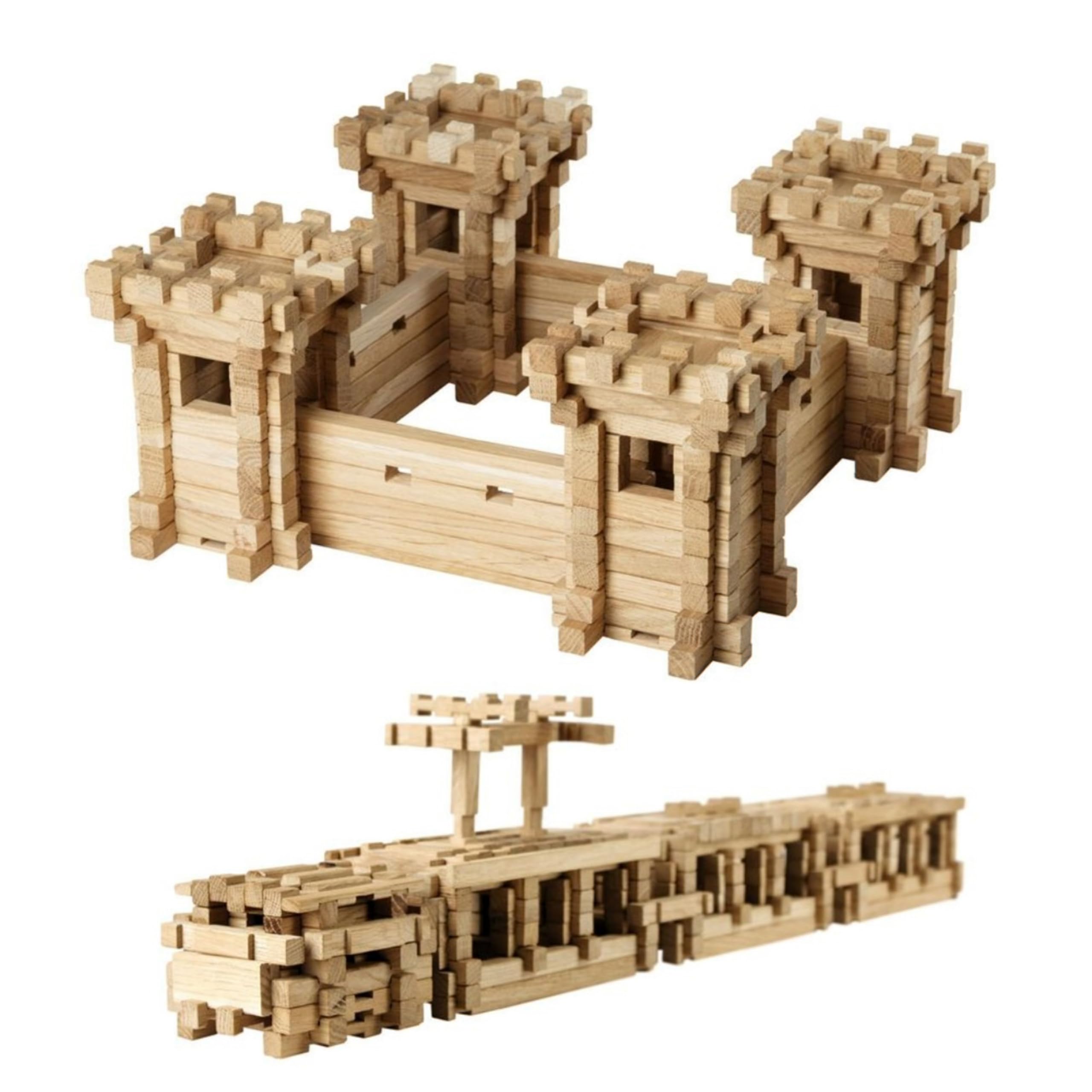Igroteco Jeu de Construction en Bois – Muraille Série «Forteresse», 282 Pièces, Jouet Éducatif Écologique à Assembler pour Enfants dès 8 Ans