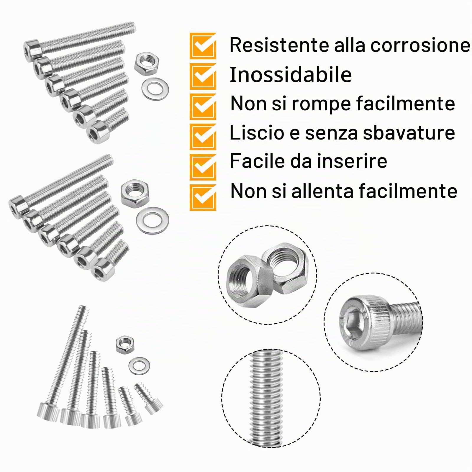 Viti Cilindriche Con Esagono Incassato - Set 1080 Pezzi M2 M3 M4 Bulloni e Dadi a Testa Esagonale Bussola - Chiavi a Brugola Incluse