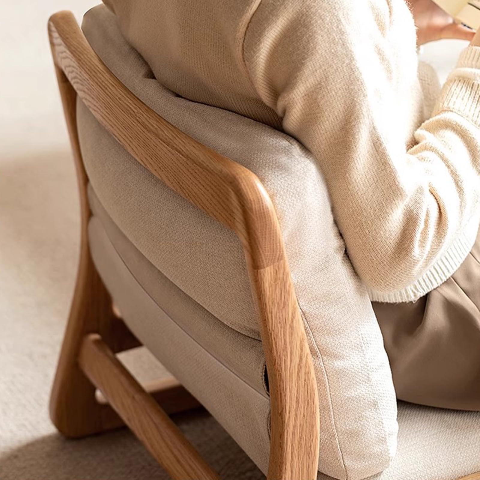 Silla de meditación de Suelo con Respaldo, Estera de Madera Maciza, Estilo japonés, para Sala de Estar, Dormitorio y ventanal.