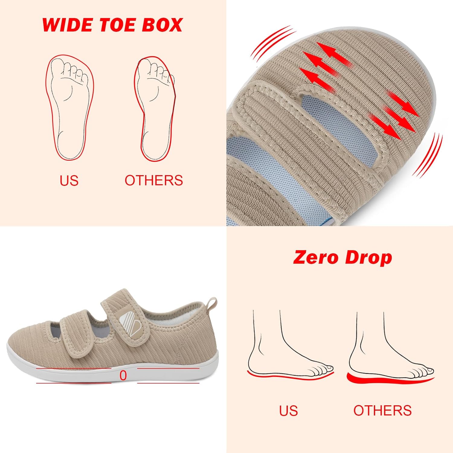 Besroad Womens Walking Shoes Wide Diabetic Shoes Adjustable Barefoot Casual Sneakers Breathable Zero Drop Arthritis Edema Sneakers Indoor Outdoor - Image 3