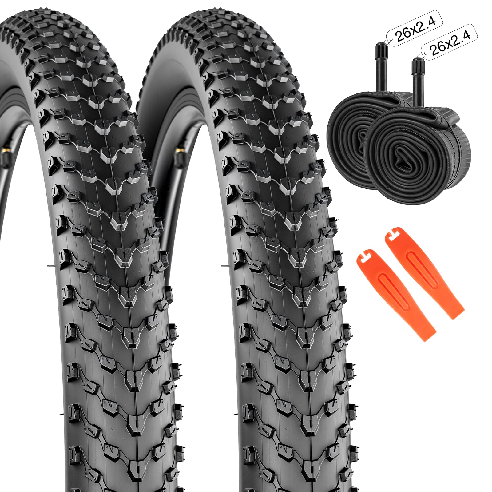 Pneu VTT 2.4 avec Chambre à Air et Démonte-Pneu, Tailles 20/24/26/27,5/29 Pouces