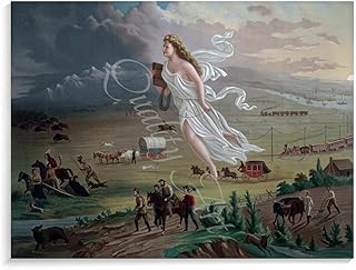 American Progress Manifest Destiny Westward Expansion 1872 Room Aesthetics Poster Canvas Painting for Living Room Bedroom Decor 10x8inch(26x20cm) Frame-style