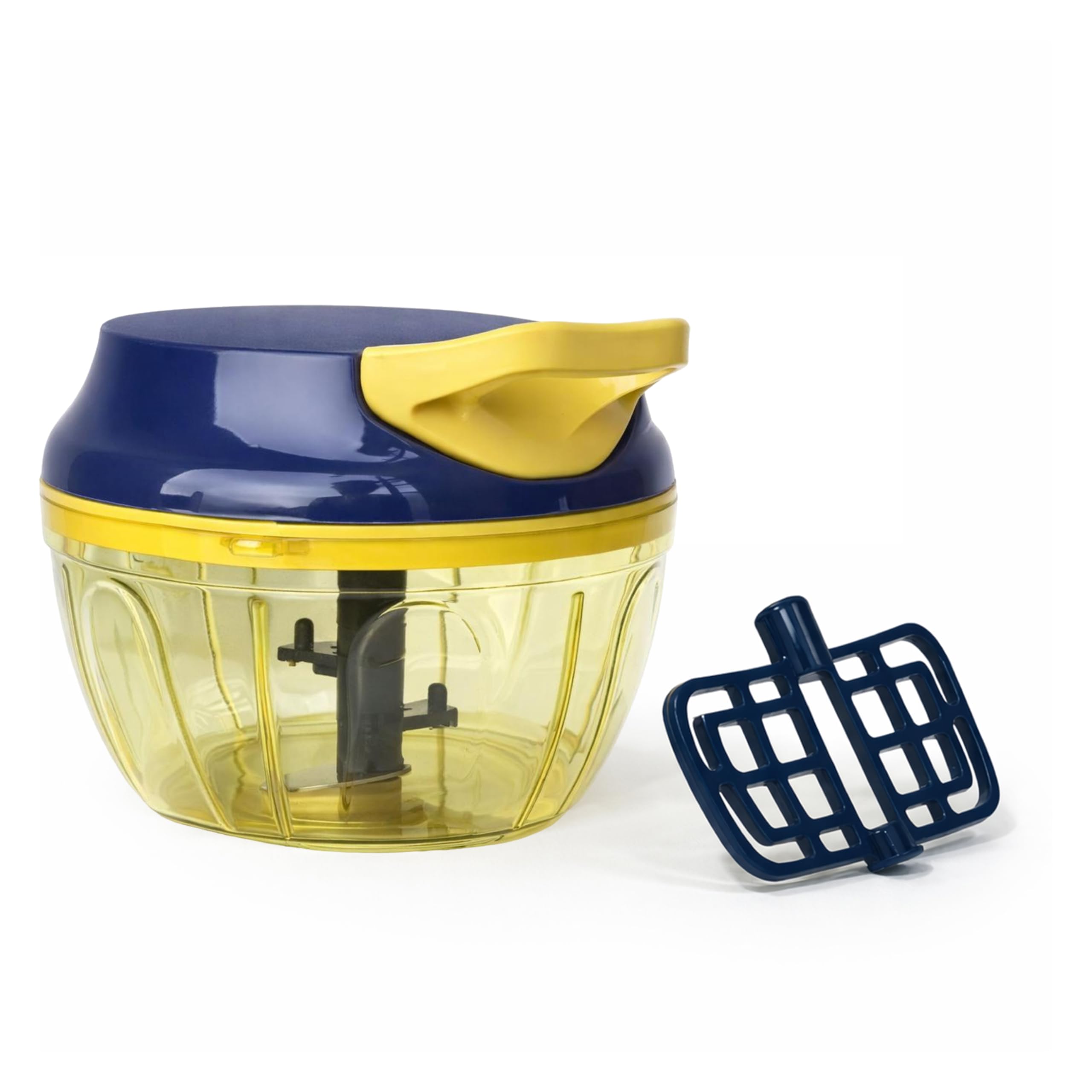 kitchen expert manual vegetable chopper 450ml | hand pull string food chopper with 3 blades | mini handy compact cutter for onion, tomato, fruits & salad | kitchen chopper