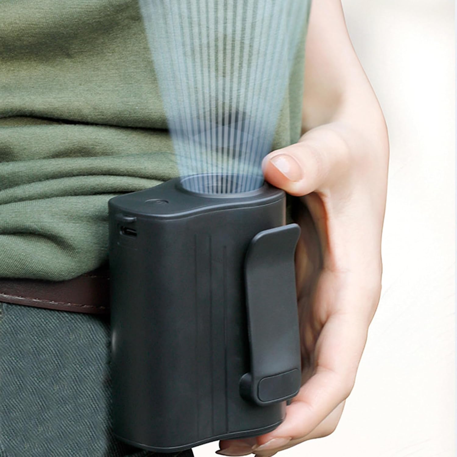 Outdoor Waist Fan Belt Rechargable Cooling 4000mAh Clip ABS Texture Suitable for Hiking Camping Quiet Fan