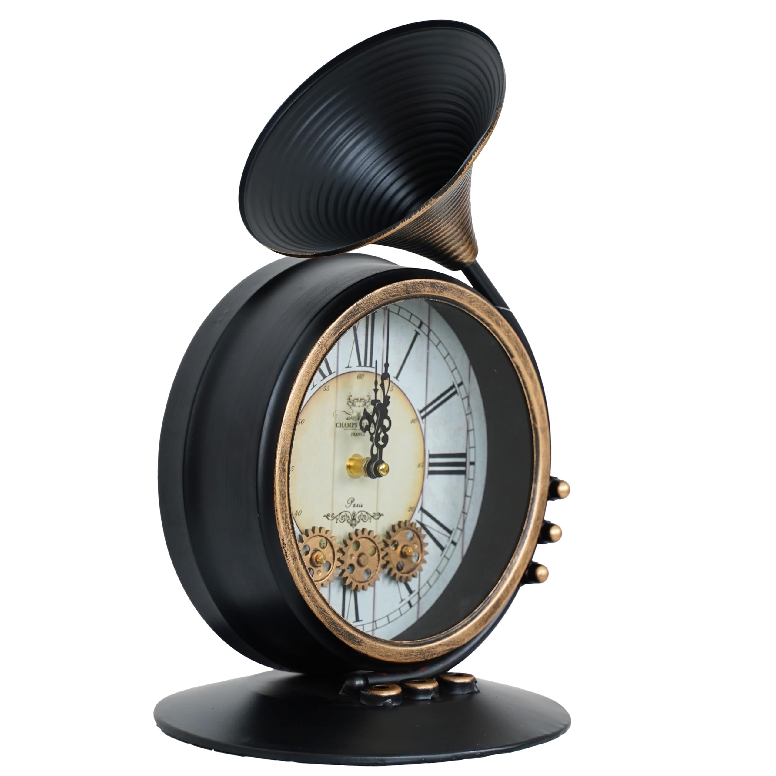 Relojes Stilé de pared, estante y apoyo, diseño único con engranajes a la vista, estilo industrial y Steampunk para decorar con personalidad cualquier ambiente (22,5 x 23,5 x 39 cm de altura)