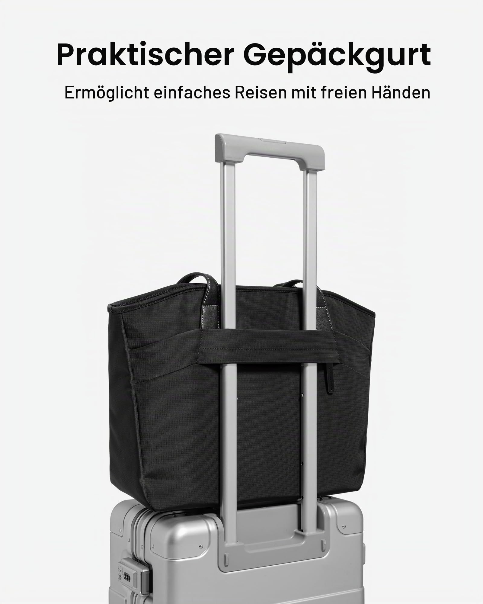 tomtoc Laptop Tote Bag für Damen, 16-Zoll Laptop Schultertasche Bürotasche Arbeitstasche mit Laptopfach, 18L Groß Henkeltasche Handtasche für Arbeit Business Uni Schule Reisen, Schwarz
