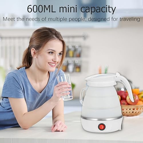 Miniatura 4 de Hervidor eléctrico plegable de viaje, portátil y práctico, de silicona de grado alimenticio, plegable, tetera y tetera para camping, fácil
