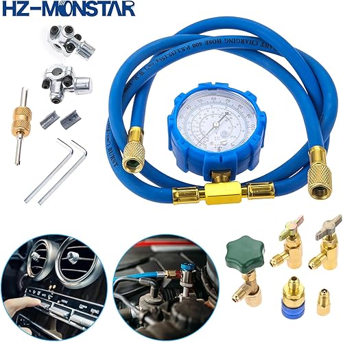 Miniatura 5 de AC R134A - Kit de recarga de freón para refrigerador que incluye R134a Piercing Autosellante, válvulas de perforación de bala BPV31, adaptador de