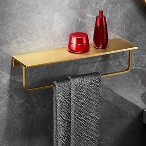 BAHELS Shower Caddy Bathroom Brass Shelf Organizer Bathroom Towel Rack Nordic Wall Wall Hanging Brushed Gold Mirror in