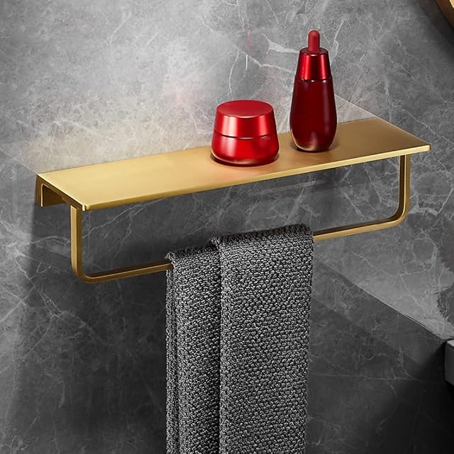 BAHELS Shower Caddy Bathroom Brass Shelf Organizer Bathroom Towel Rack Nordic Wall Wall Hanging Brushed Gold Mirror in
