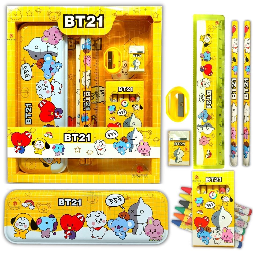 S4SQUARE ENTERPRISE Bts Stationary Kit For Boys & Girls Pencil Crayons Eraser Sharpener Scale Set - Stationary Kit Set For Boys & Girls (Birthday Gift) (All In One Stationery Set), Multi (B0C9QCRFZ7) Amazon Price History, Amazon Price Tracker