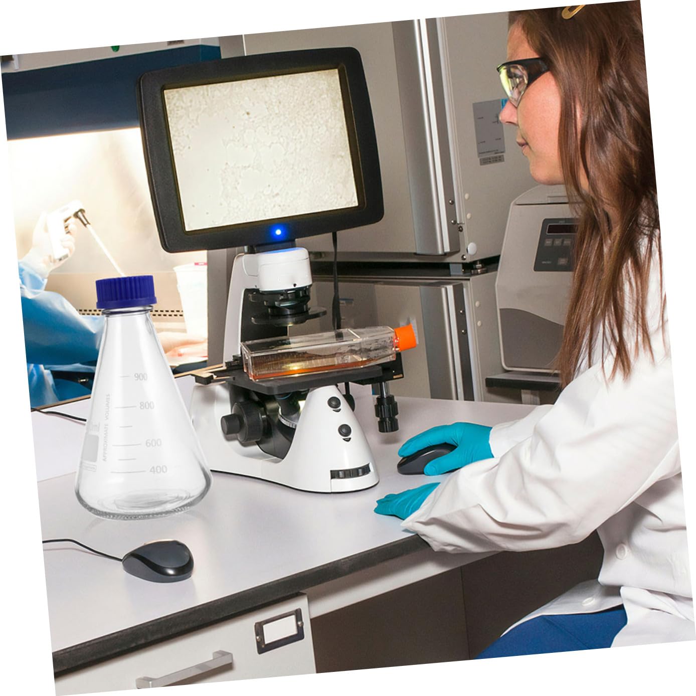 Bottiglie Coniche Reagenti in Vetro 1000ml Scala, 2 Pezzi | Laboratorio e Lezioni di Chimica, Forma Triangolare, Base Solida, Lettura Precisa del Contenuto