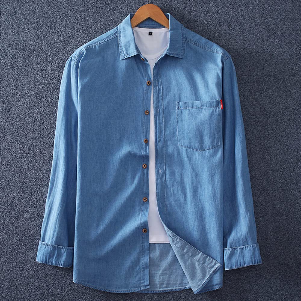 HGJH Freizeithemden Für Herren, Herren Langarmhemd Thermo Großes Cowboyhemd Blaues Hemd Button-Down-Baumwollholzfäller Bequemes Hemd Lässiges Arbeitshemd Für Männer Jungen