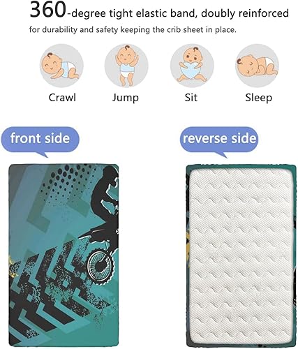 Miniatura 5 de Sábanas bajeras con temática de motocross, mini sábanas portátiles para cuna, suaves y transpirables, sábana de bebé para niños y niñas, 24 x 38