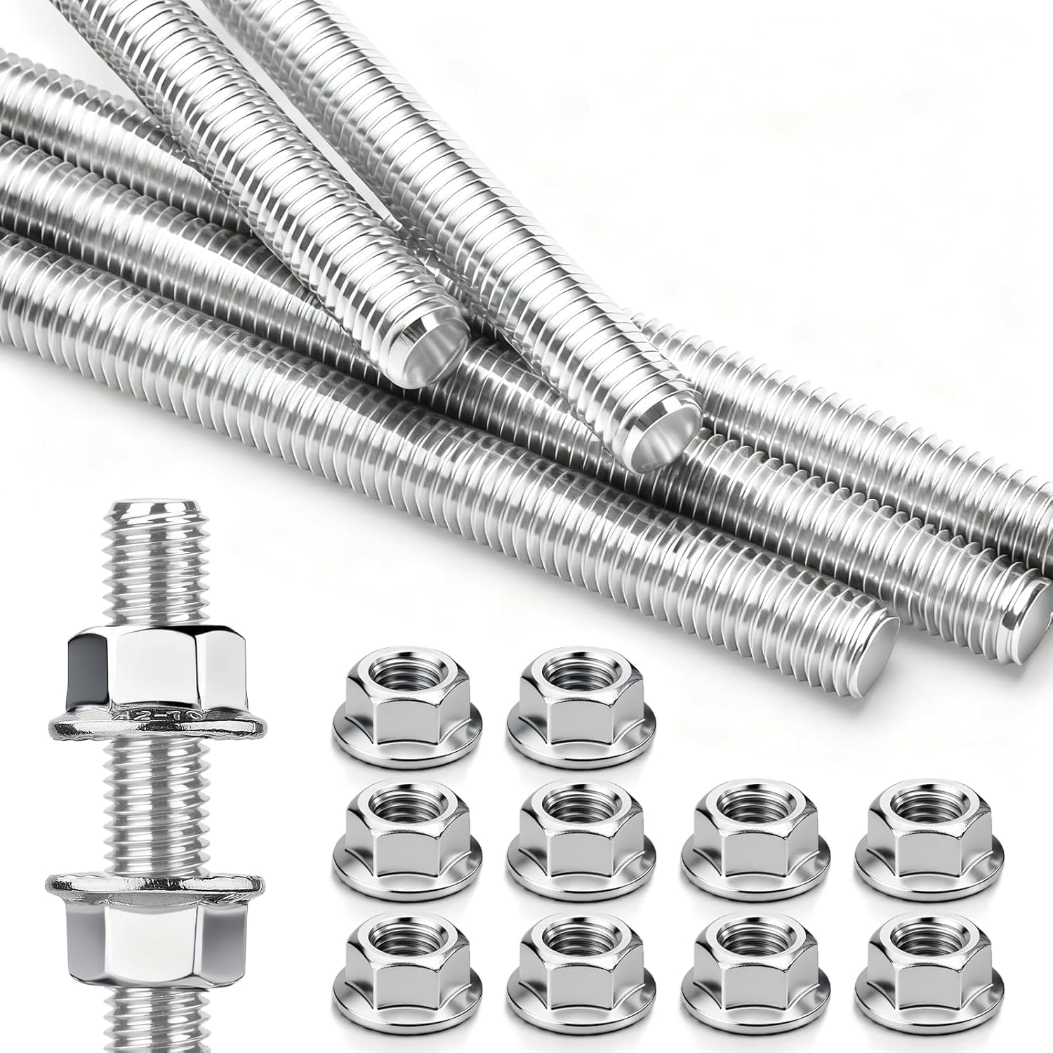 8 Stück M6 x 100 mm Gewindestab Gewindestange Edelstahl mit 16 pcs Sechskantmutter für Möbelbau Maschinen Möbelherstellung