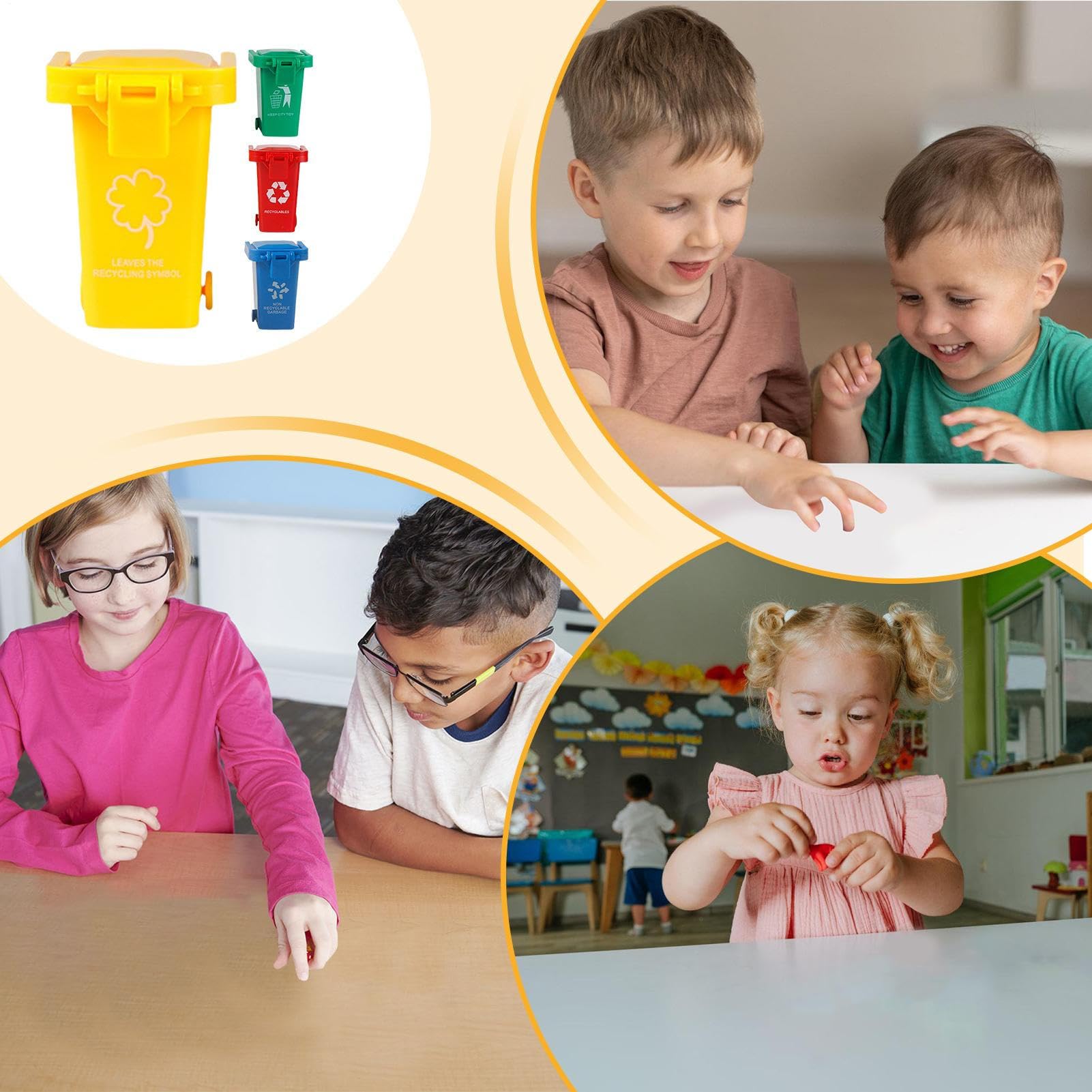 De Basura De - Cubo De Basura Infantil Con Tapa Y Ruedas,Cubo de Almacenamiento y Soporte Portátil,Fiesta Cumpleaños Infantil Mesa Niños