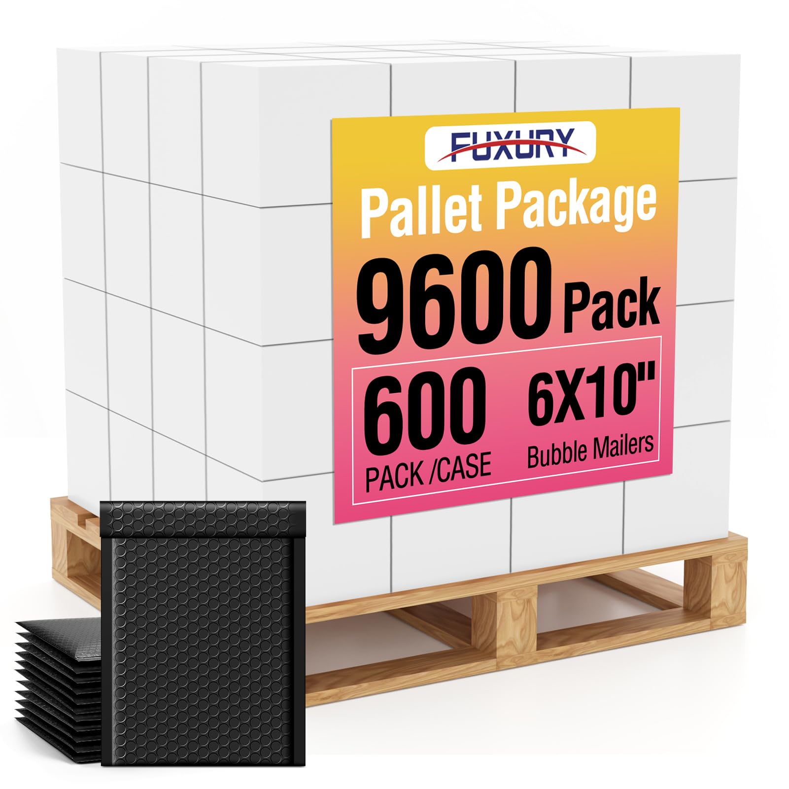 Fuxury Black Bubble Mailers 6x10 Inch (9600 PCS) | Padded Envelopes for Small Business Mailing - main product image