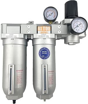 1" NPT SUPER DUTY Industrial Grade 3 Stages Filter Coalescing Regulator System For Compressed Air Lines, Metal Bowls, Great For Paint Spray And Plasma Cutter AUTO DRAIN