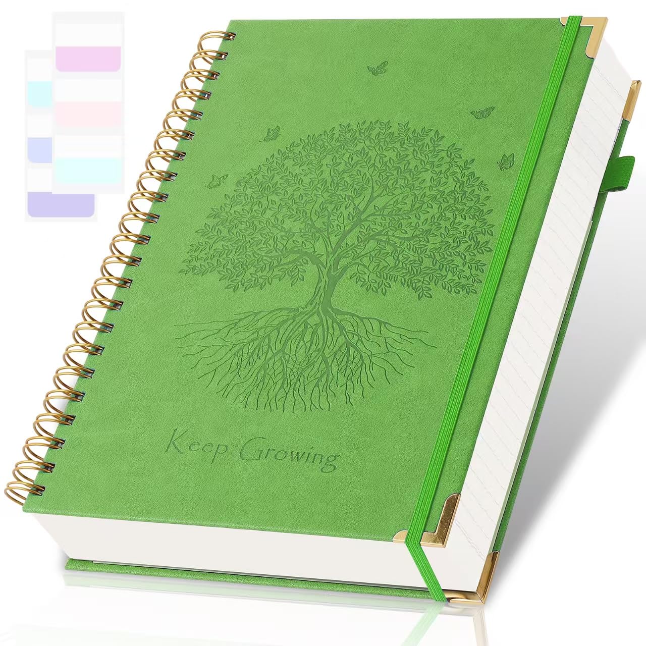 Cuaderno en espiral, cuaderno rayado universitario, 8.5 x 11 pulgadas, 300 páginas de cuero para escribir, cuadernos de diario de tapa dura A4 para la escuela de trabajo, 24 pestañas, diario grande en