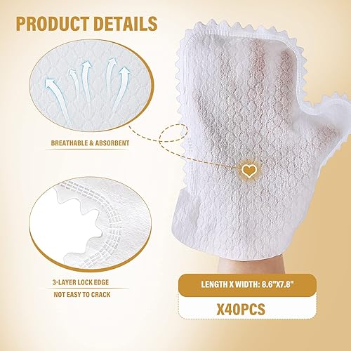 Miniatura 3 de KKONHII Guantes grandes blancos no tejidos para lavavajillas, 40 unidades, doble uso para limpieza en seco y húmedo