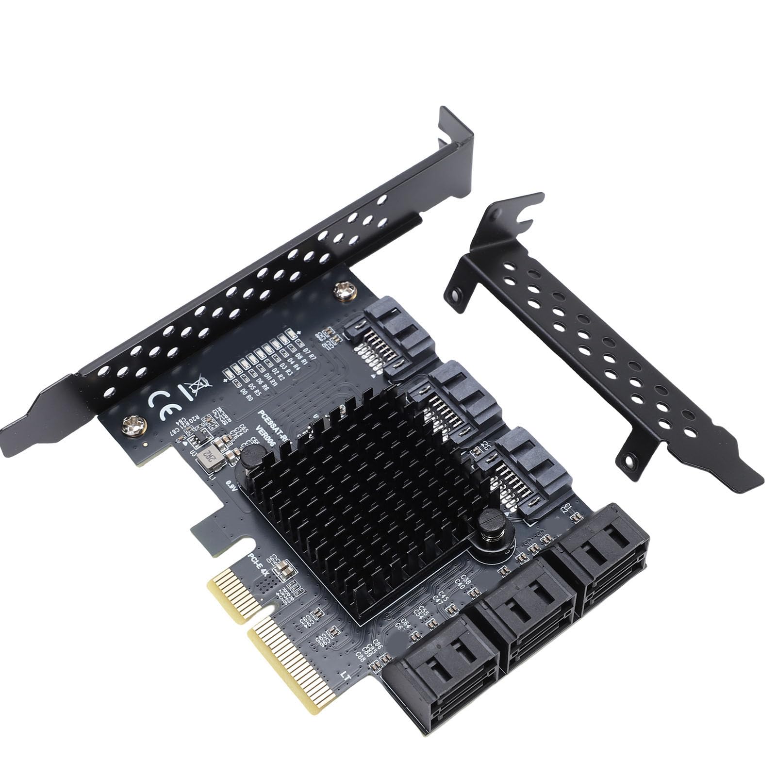 Goshyda 9-Port-PCIe-SATA-Erweiterungskarte, 6-Gbit/s-SATA-3.0-Controller mit Hot-Swap-Unterstützung, PCI-E X4/x8/x16-Steckplatzadapter für Wins Linux, Festplattenerweiterungskarte
