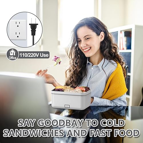 Miniatura 5 de Lonchera eléctrica con calentador de alimentos, 6080100 W, para adultos, para automóvil, camión, 12 V24 V110 V220 V, caja de almuerzo portátil para