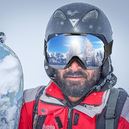 Miniatura 6 de Gzerma Gafas de esquí y snowboard para hombres y mujeres, gafas de nieve antivaho con protección UV, lentes esféricos