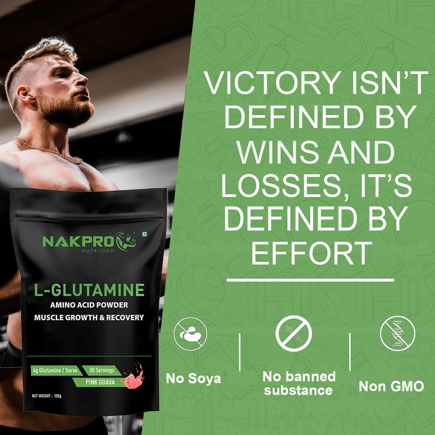 Nakpro L-Glutamine Powder | 4g Glutamine Per Serving, 30 Servings | Post Workout Amino Acid Supplement for Muscle Growth and Recovery (Pink Guava, 150g) — Amazon image 4