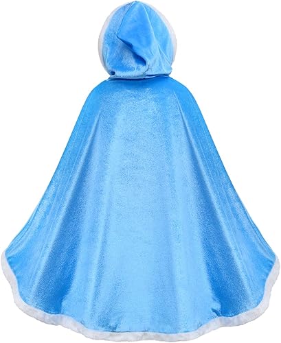 Miniatura 4 de Disfraz de princesa con capucha y capa de piel para niñas de 2 a 12 años Azul, Rosa, Morado, Rojo, Amarillo