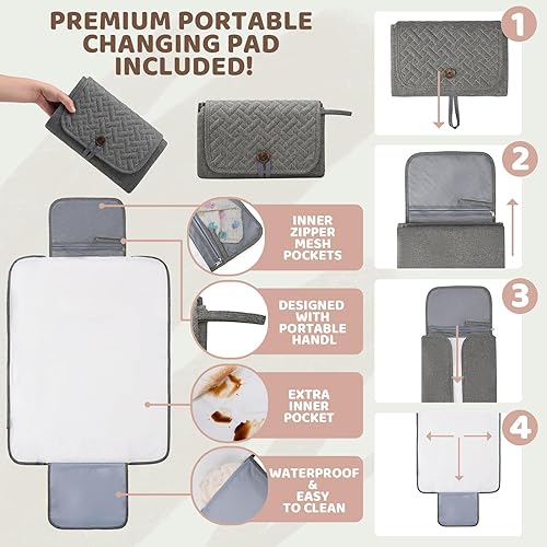 Miniatura 3 de Mochila para pañales para bebés para niños pequeños mochila para pañales con cambiador para mamá y papá, Varios colores, Grande, Mochilas de viaje