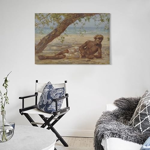 Miniatura 5 de Henry Scott Tuke - Póster de Samuel bajo un árbol, Jamaica, pintura decorativa, lienzo para pared, para sala de estar, dormitorio, 12 x 18 pulgadas
