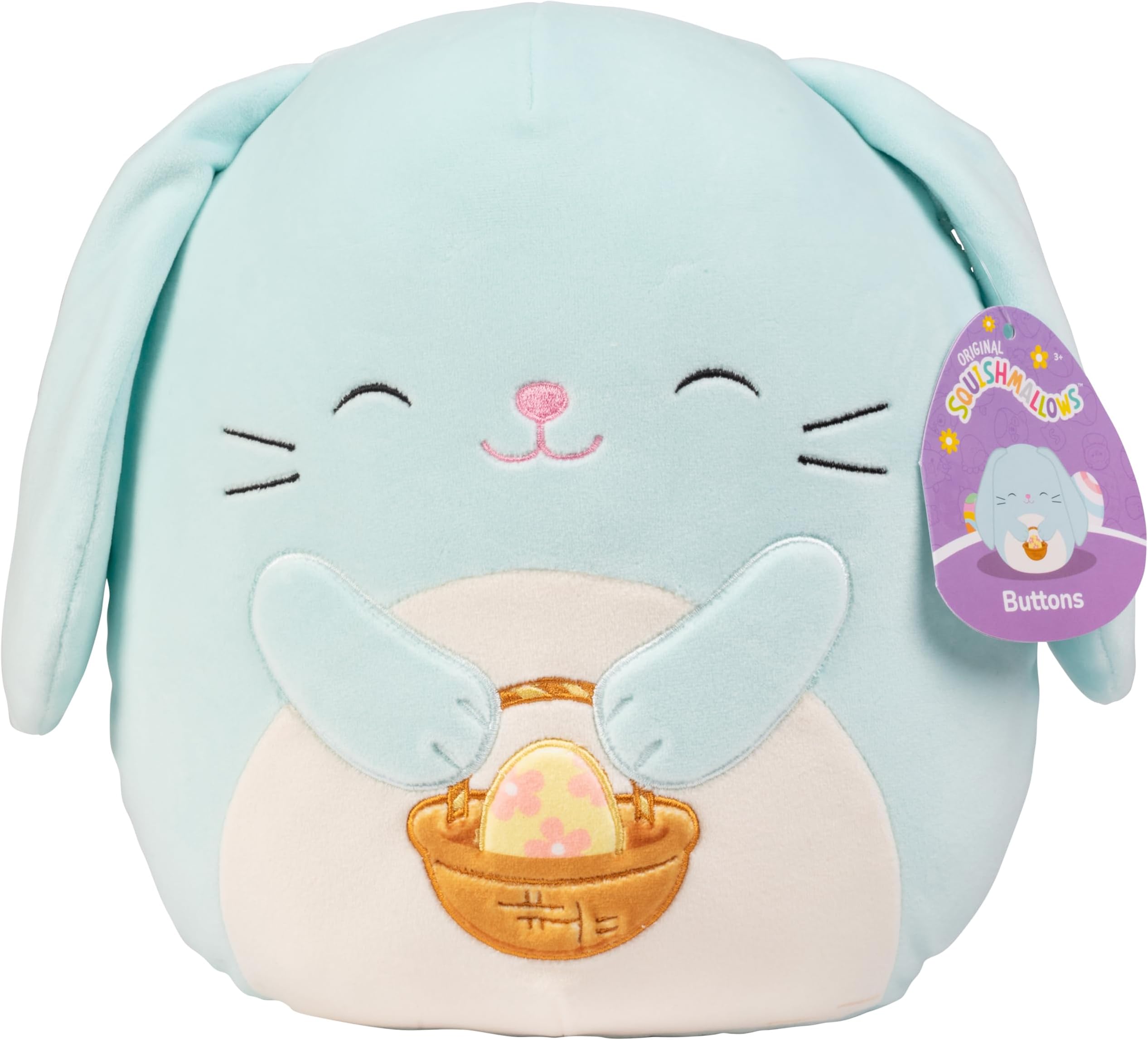 Squishmallows 10-Inch Buttons The Blue Bunny - Official Jazwares Plush - Collectible Cute Soft & Squishy Bunny Stuffed Animal Toy - Add to Your Squad - Gift for Kids, Girls & Boys