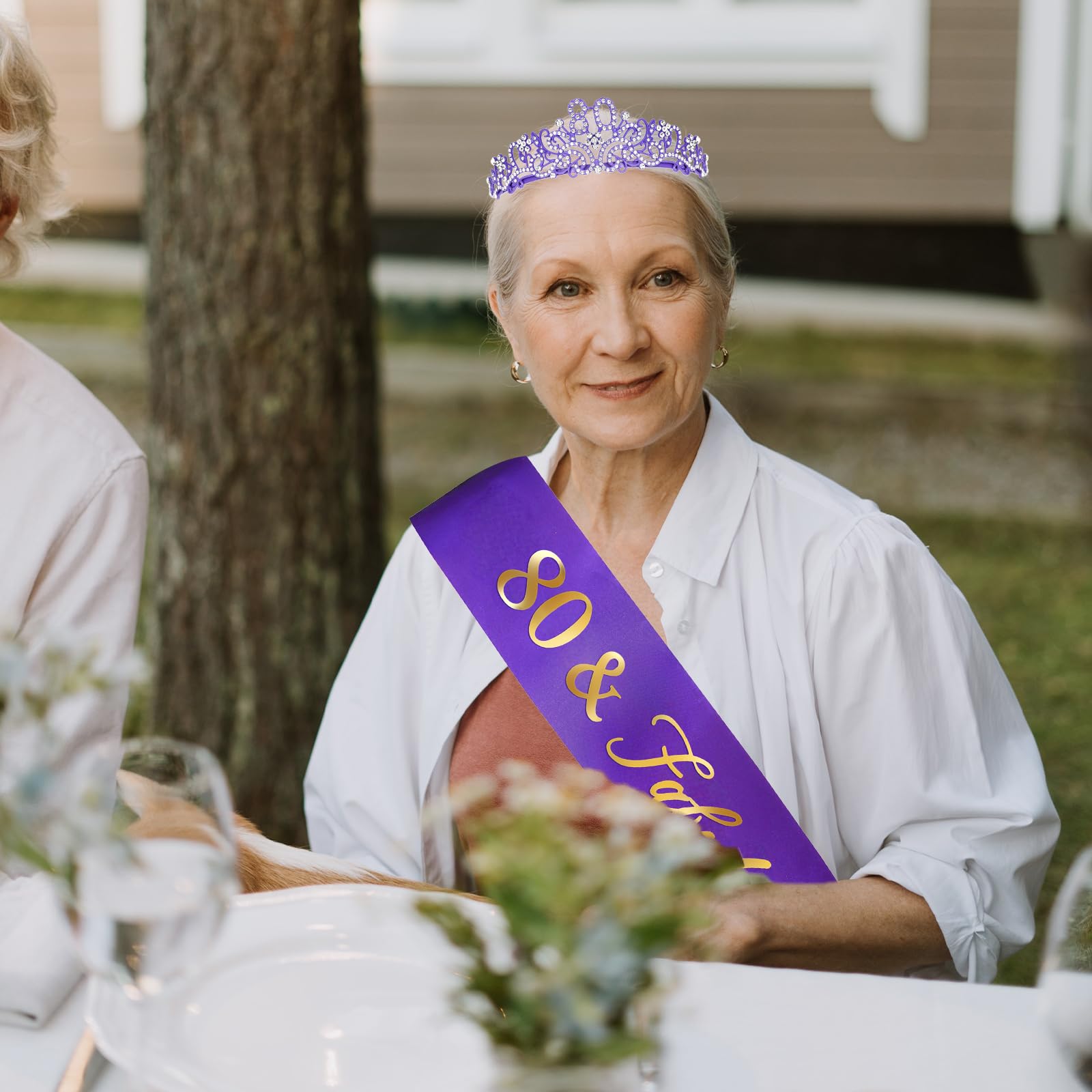 CIEHER Purple Birthday Sash & Queen Crown Kit, Purple Birthday Decorations, Purple - View #3