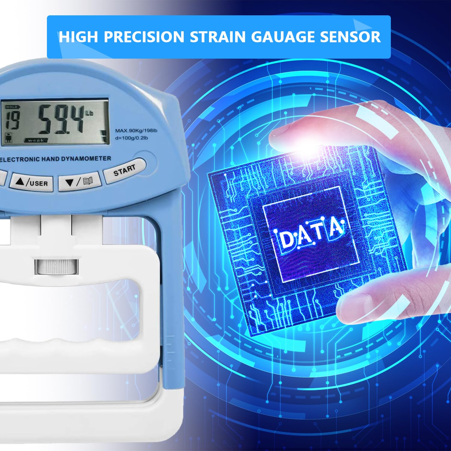 Misuratore Di Forza Manuale Digitale Kensbro - 90 Kg, Display LCD, Per Test Di Forza - Foto 7