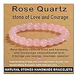 AD Beads Handmade Gemstone Stretch Elastic Bracelet Crystal Healing Reiki Nature\'s Beauty and Spiritual Essence Unisex (8mm, Rose Quartz)