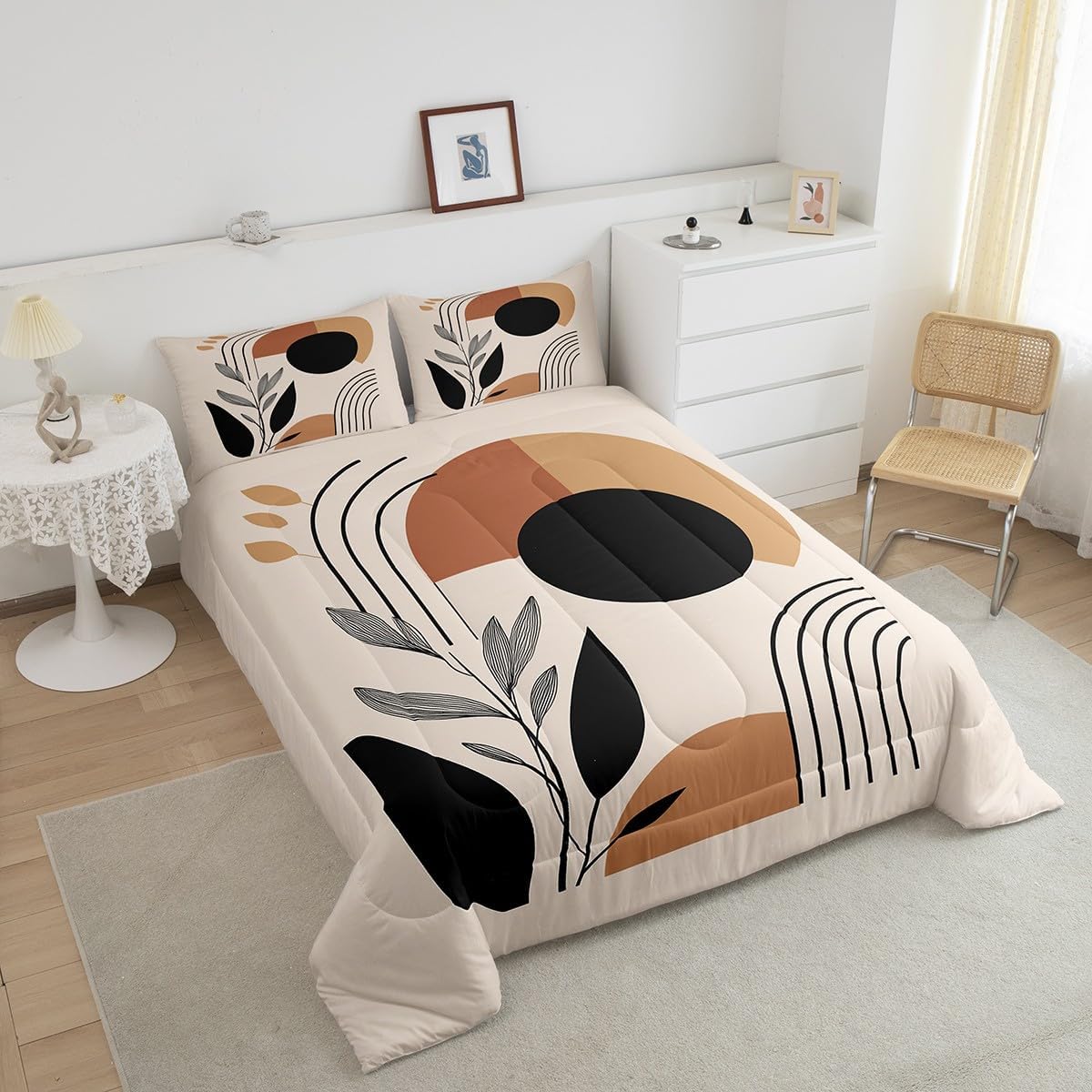 jejeloiu Geometric Bedding Set Toddler Size Boho Style Comforter Set for Kids Boys Girls Abstract Art Decor Comforter Duvet Set Bedroom,1 Comforter+ 1 Pillow Sham