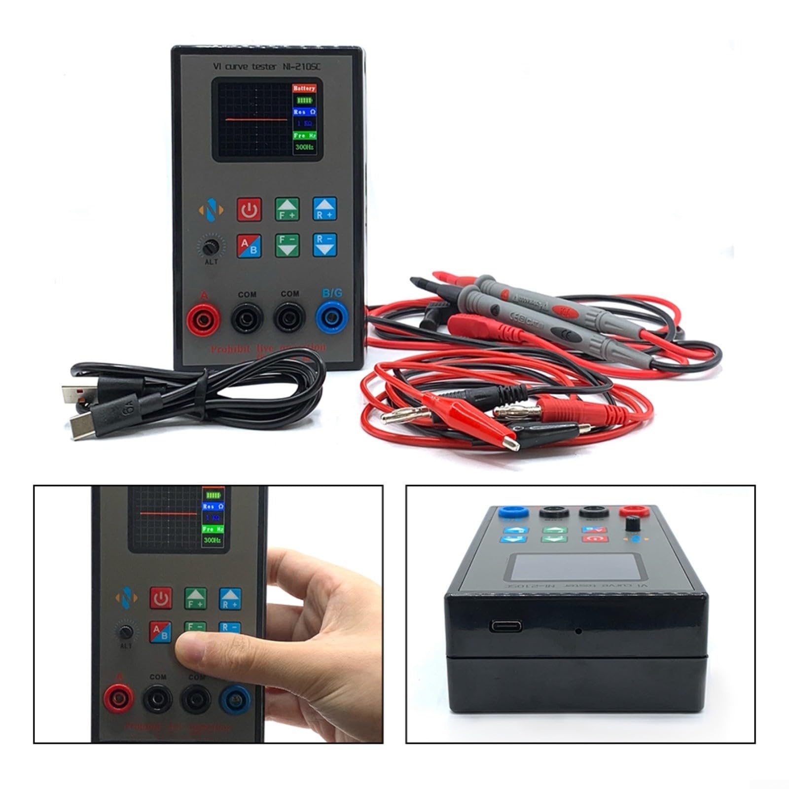 VI-Kurven-Tester Mit Dual-Kanal Und Farbdisplay, Analog-Funktionsanalysator Für Elektronische Bauteile Ohne Stromversorgung, 2,0 Zoll TFT-Bildschirm, 18 Frequenzstufen, 9 Widerstandswerte,