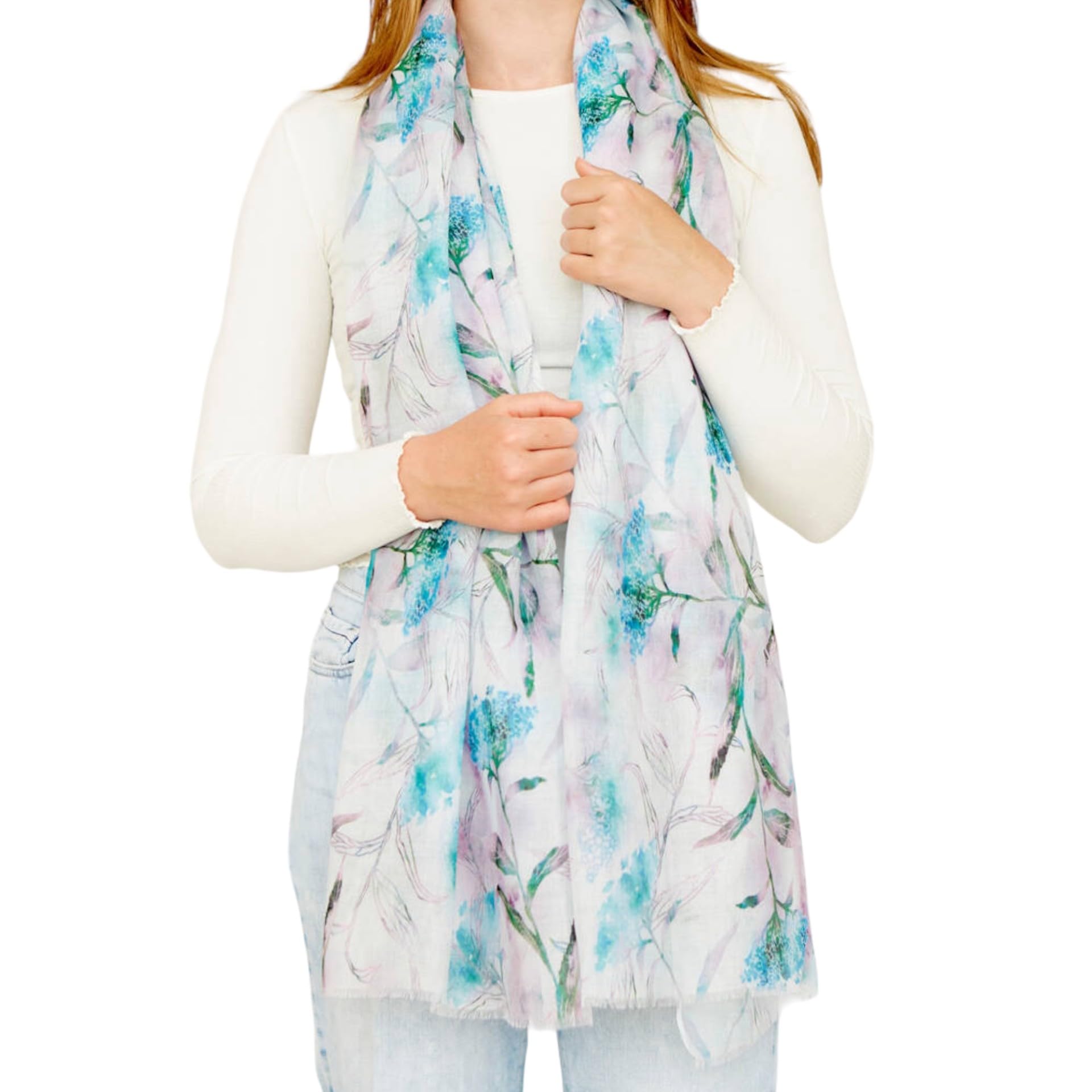 My Posh Shop Turquoise Hazy Flower Print Scarf