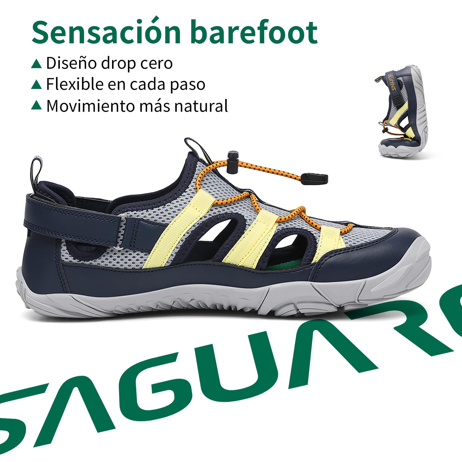 SAGUARO Sandalias Barefoot Verano Puntera Ancha Senderismo Uso Diario Talla 36-48
