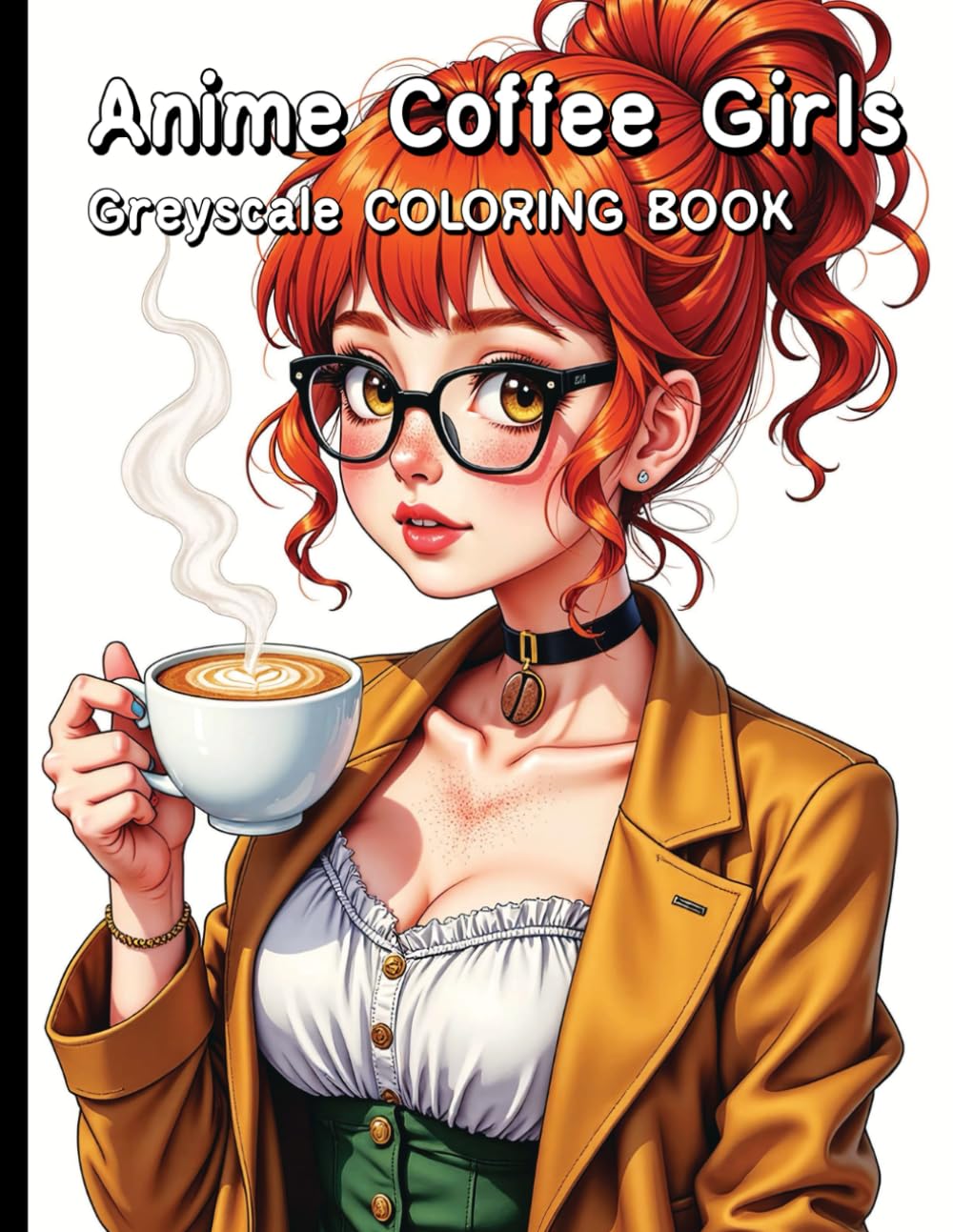 Anime Coffee Girls Greyscale Coloring Book: Cute and Cozy Scenes for Mindful Coloring and Creative Escape.