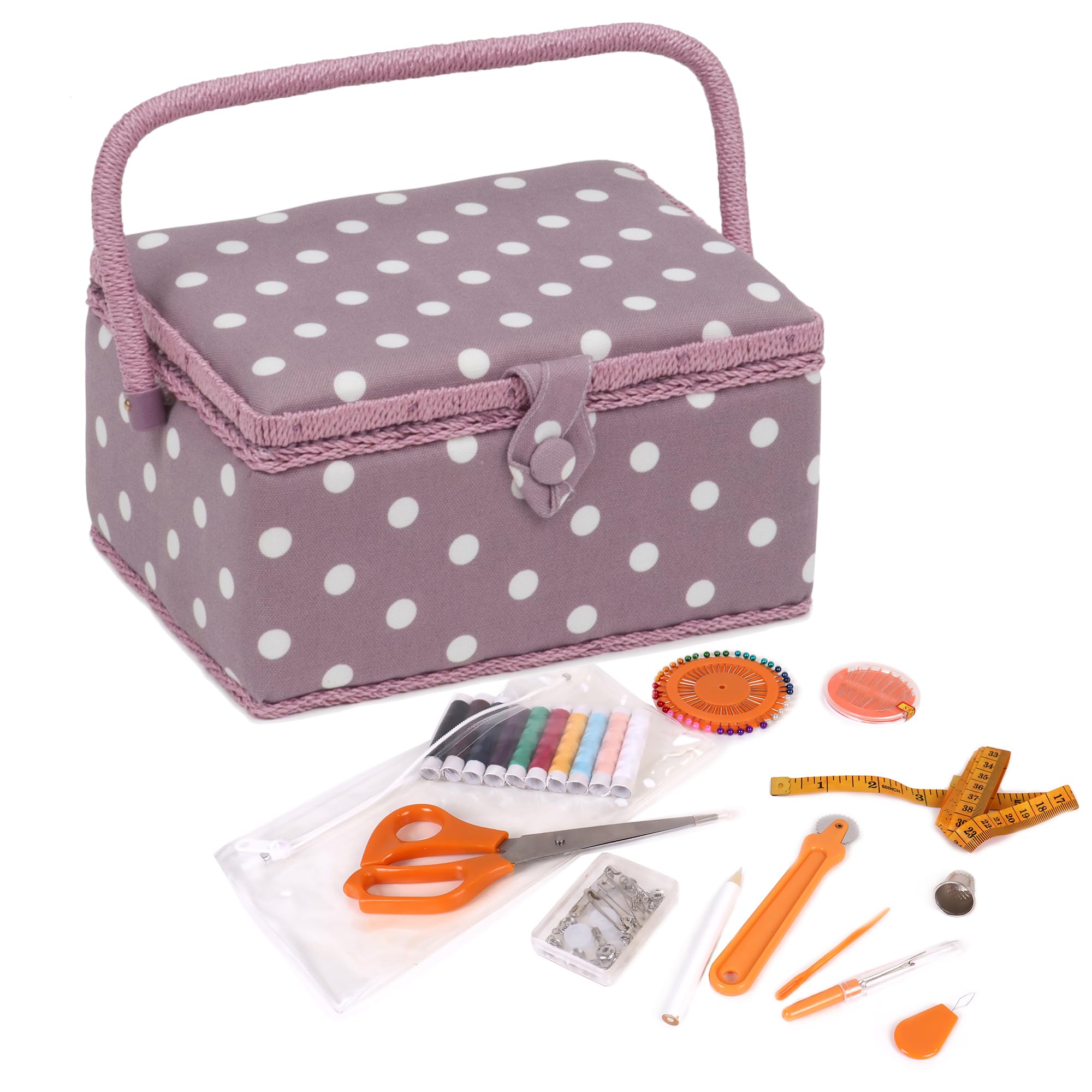 Hobby Gift Exclusiva caja de almacenamiento precargada para manualidades con kit de costura de 94 piezas incluido, punto malva, mediano, MRM121F