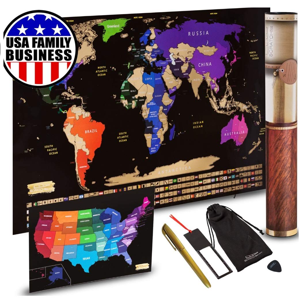 Buy Scratch off World Map + Scratch off USA Map Travel Poster US