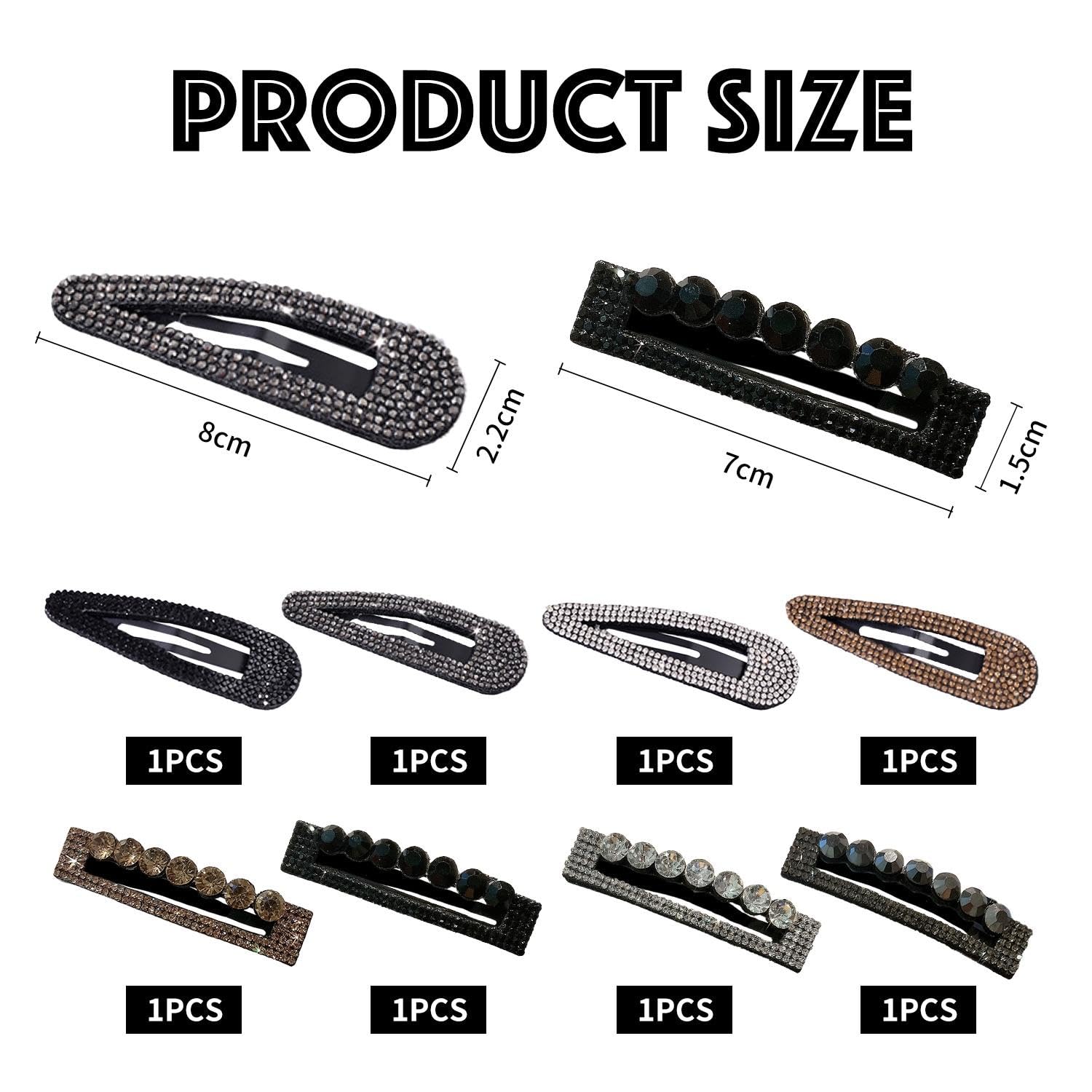 8 Pcs Rhinestone Hair Clips, Diamond Hair Clips for Women Silver Hair Clips, Glitter Hair Clips - Image 2