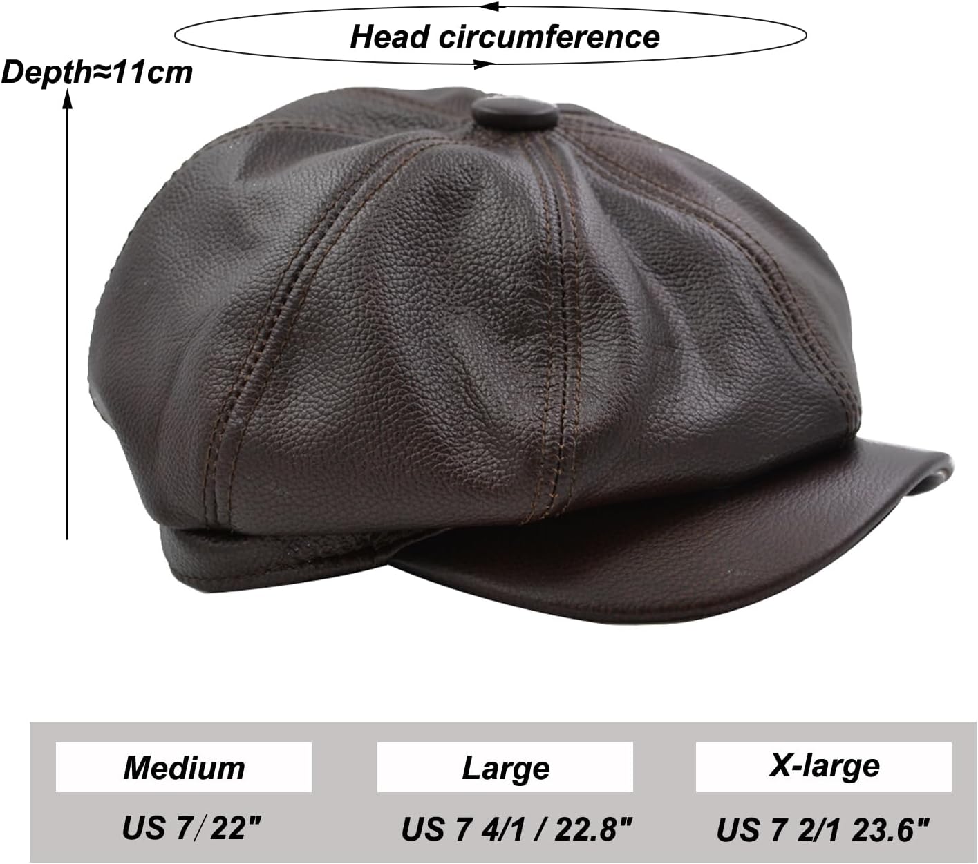 Fashion Men's Leather Classic 8 Panel Gatsby Newsboy Ivy Hat - Image 2