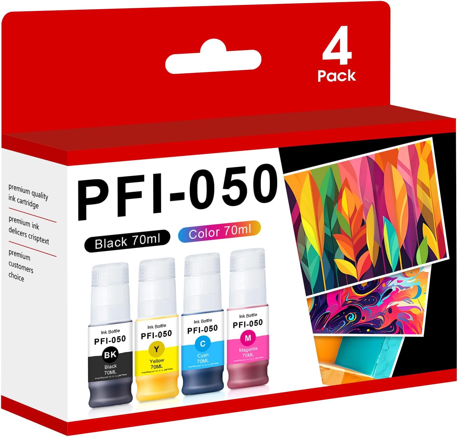PFI-050 PFI 050 Pigment Ink Bottles Refill Set Replacement for Canon Ink Tank 050 PFI-050 PFI050 70ML for Canon PFI 050 Ink Compatible with imagePROGRAF TC-20 TC-20M