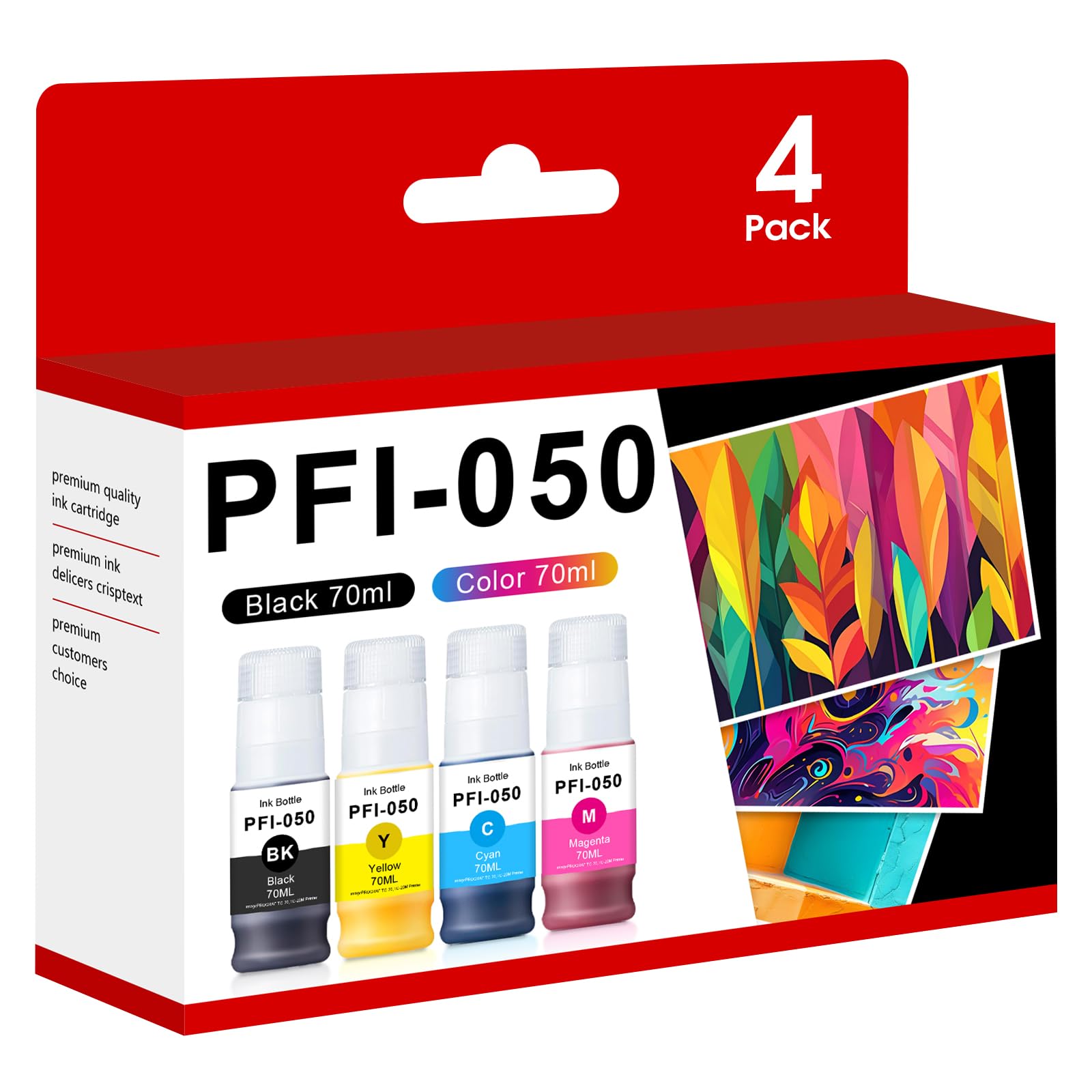 PFI-050 PFI 050 Pigment Ink Bottles Refill Set Replacement for Canon Ink Tank 050 PFI-050 PFI050 70ML for Canon PFI 050 Ink Compatible with imagePROGRAF TC-20 TC-20M