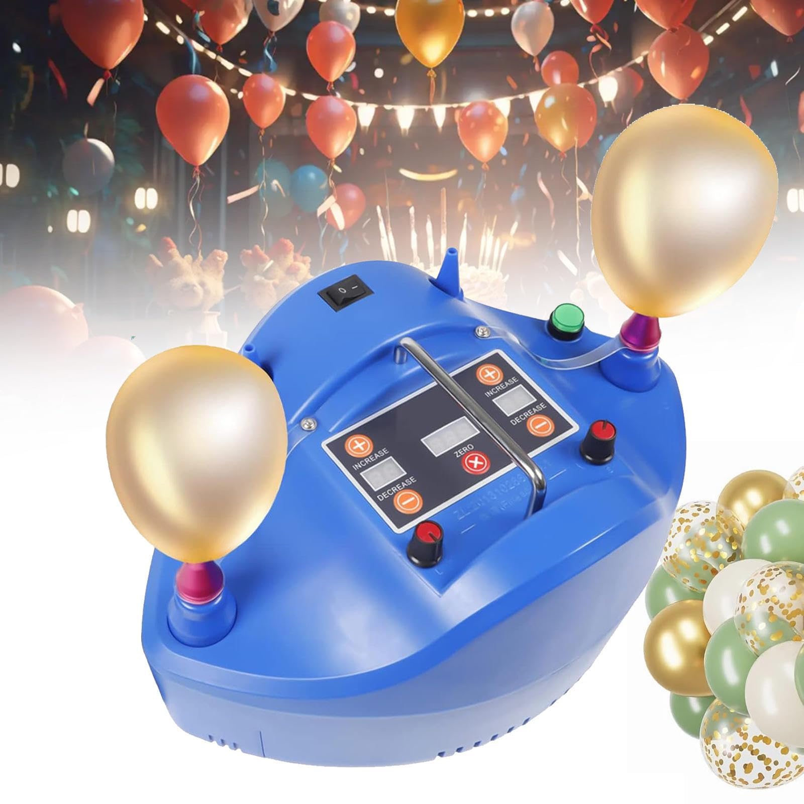 Pompa elettrica portatile per palloncini, gonfiatore a doppio ugello con interruttore a pedale e funzione di conteggio per decorazioni per feste