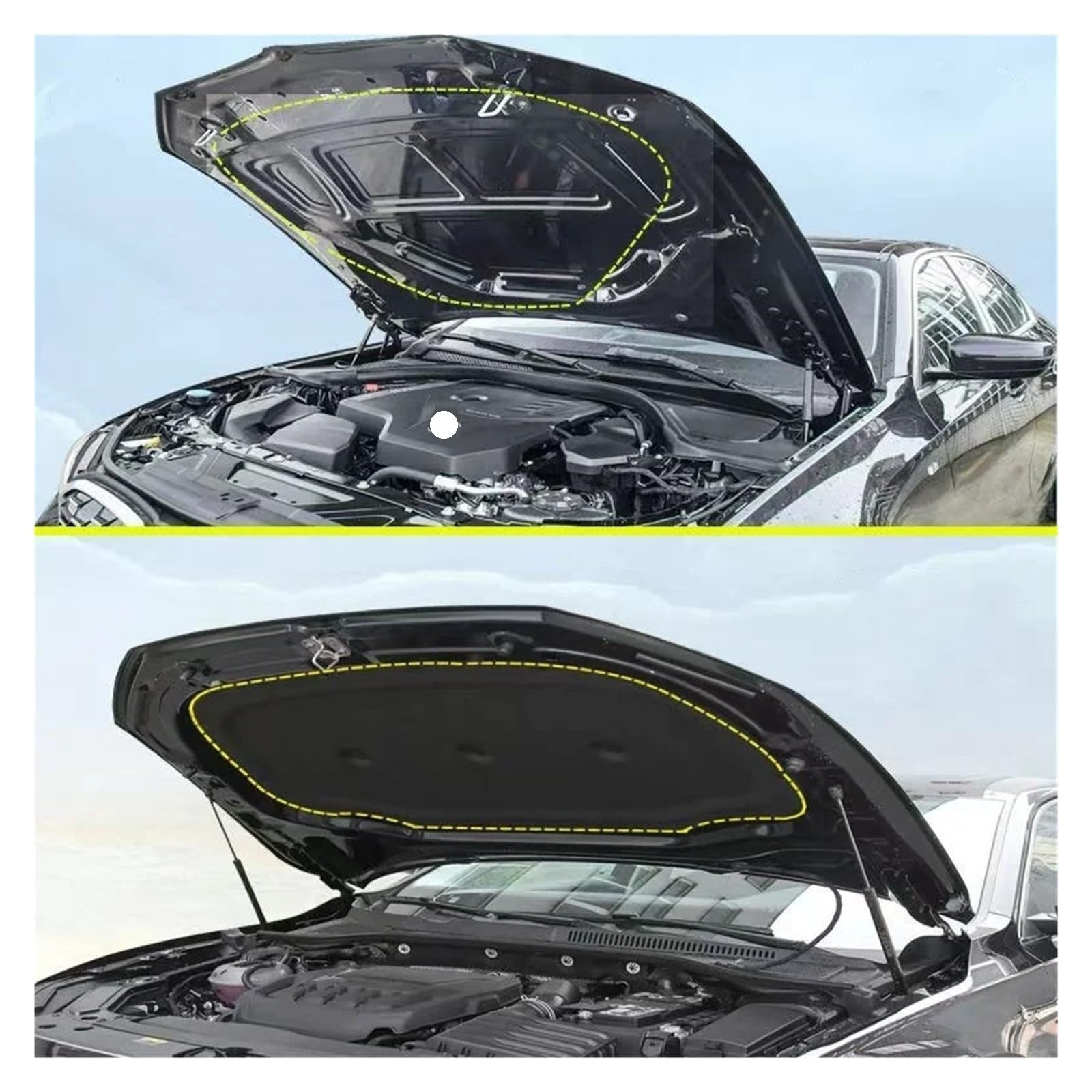 1 Pezzo di Materiale Pet per Ford Fiesta 2013-2017, Isolamento Termico e Acustico del Cofano Motore, Copertura in Cotone insonorizzata.