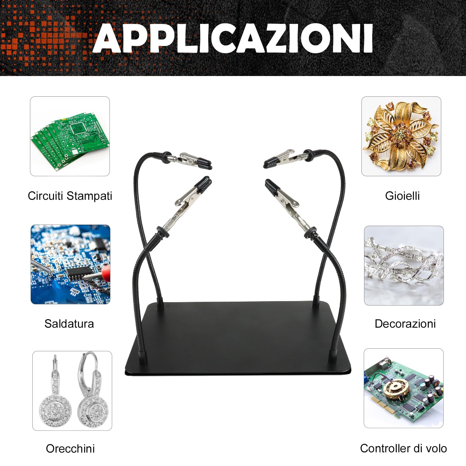 Terza mano per saldatura, modellismo, accessori tonhui, strumento di supporto per circuiti stampati, quattro bracci, helping mani, fai da te, hobby, officina, helping station, piccolo
